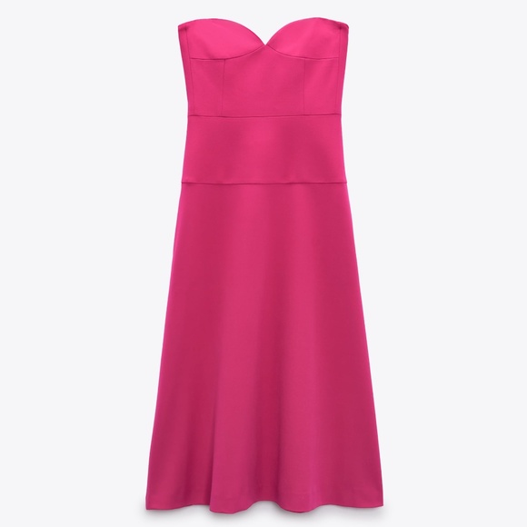 ZARA Corset Bustier Midi Dress Fuchsia BNWT - Picture 8 of 8